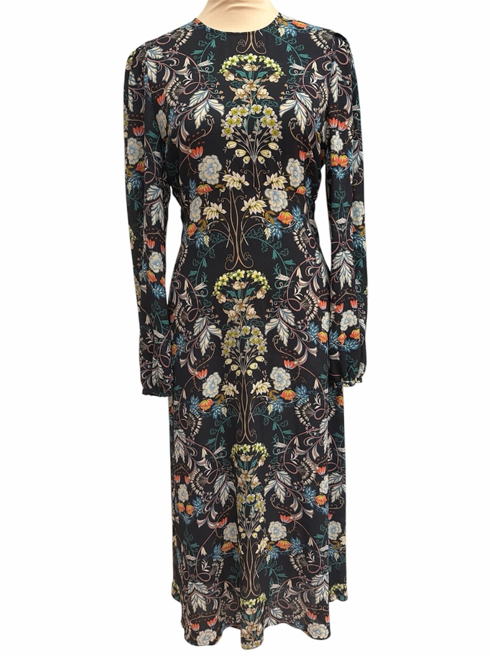 Zara Woman Floral Long Sleeve Midi Dress